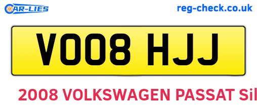 VO08HJJ are the vehicle registration plates.