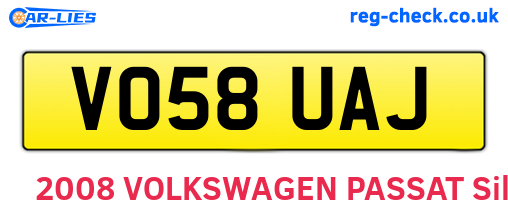 VO58UAJ are the vehicle registration plates.
