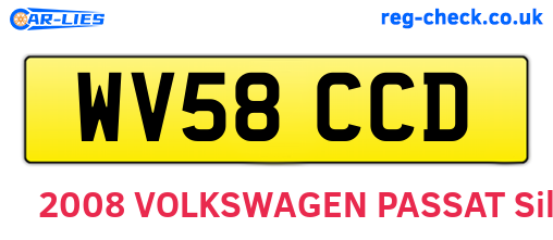 WV58CCD are the vehicle registration plates.