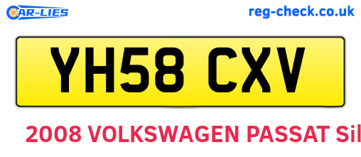 YH58CXV are the vehicle registration plates.
