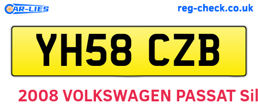 YH58CZB are the vehicle registration plates.