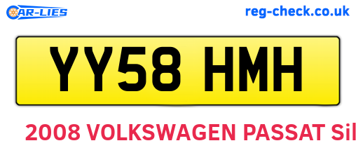 YY58HMH are the vehicle registration plates.