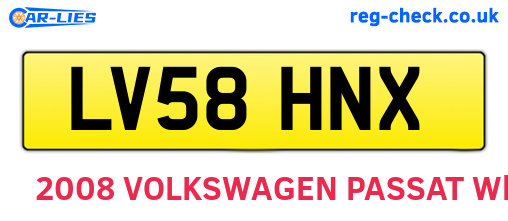 LV58HNX are the vehicle registration plates.