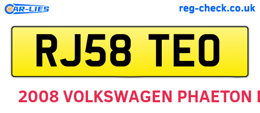 RJ58TEO are the vehicle registration plates.