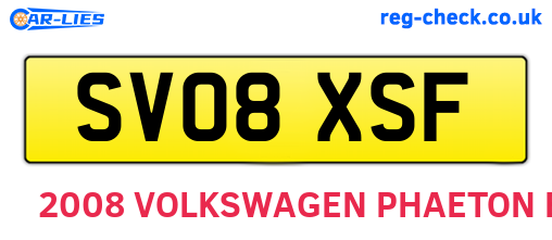 SV08XSF are the vehicle registration plates.