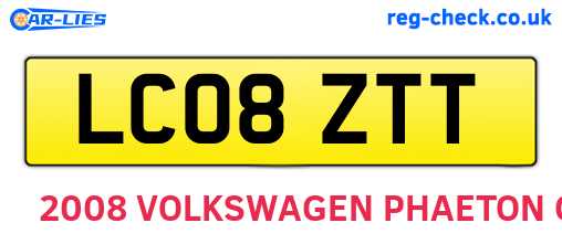 LC08ZTT are the vehicle registration plates.