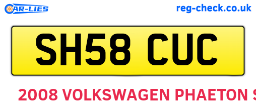 SH58CUC are the vehicle registration plates.