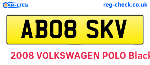 AB08SKV are the vehicle registration plates.