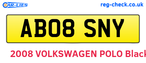 AB08SNY are the vehicle registration plates.