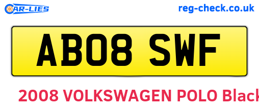 AB08SWF are the vehicle registration plates.