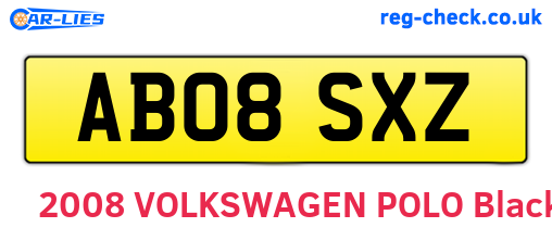 AB08SXZ are the vehicle registration plates.