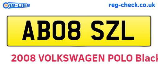AB08SZL are the vehicle registration plates.