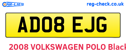 AD08EJG are the vehicle registration plates.