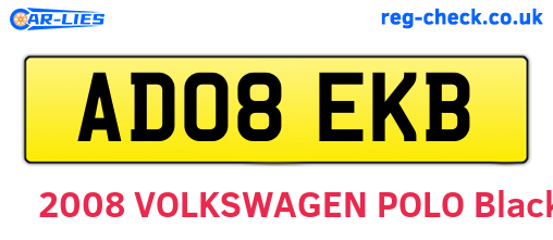 AD08EKB are the vehicle registration plates.