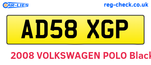 AD58XGP are the vehicle registration plates.