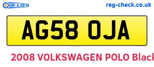AG58OJA are the vehicle registration plates.