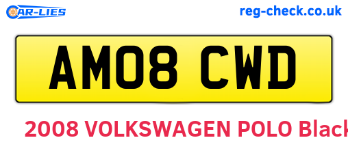 AM08CWD are the vehicle registration plates.