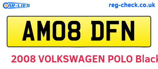 AM08DFN are the vehicle registration plates.