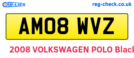 AM08WVZ are the vehicle registration plates.