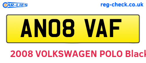 AN08VAF are the vehicle registration plates.