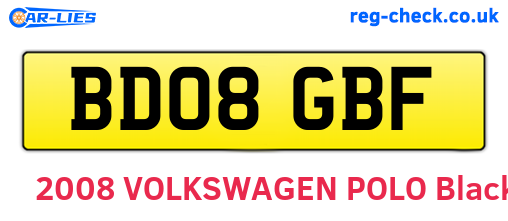 BD08GBF are the vehicle registration plates.