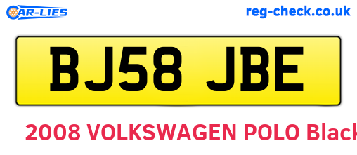 BJ58JBE are the vehicle registration plates.