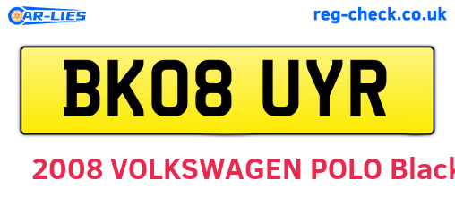 BK08UYR are the vehicle registration plates.