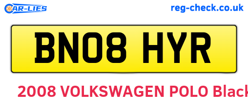 BN08HYR are the vehicle registration plates.