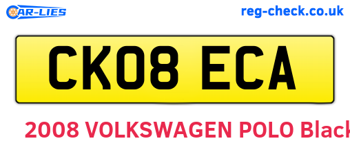 CK08ECA are the vehicle registration plates.