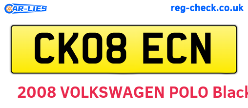 CK08ECN are the vehicle registration plates.