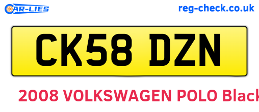 CK58DZN are the vehicle registration plates.