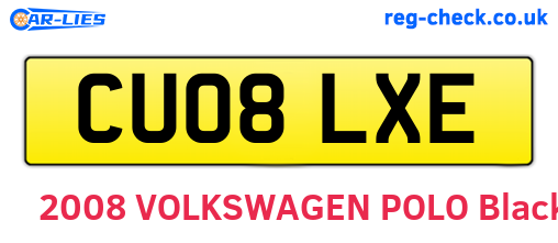 CU08LXE are the vehicle registration plates.