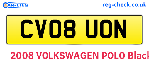 CV08UON are the vehicle registration plates.
