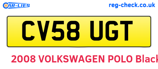 CV58UGT are the vehicle registration plates.