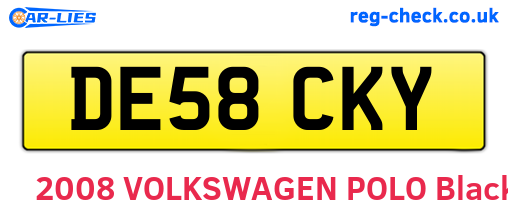 DE58CKY are the vehicle registration plates.