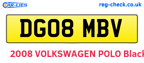 DG08MBV are the vehicle registration plates.