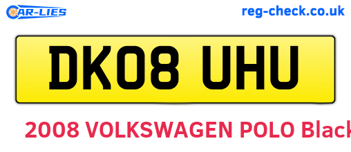 DK08UHU are the vehicle registration plates.