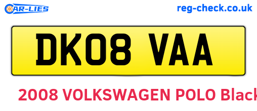 DK08VAA are the vehicle registration plates.