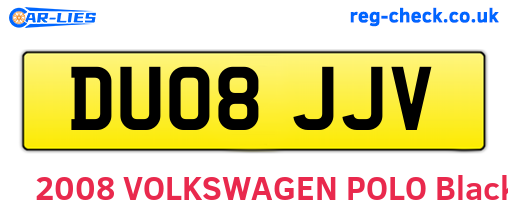 DU08JJV are the vehicle registration plates.