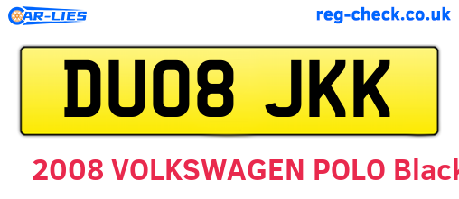 DU08JKK are the vehicle registration plates.