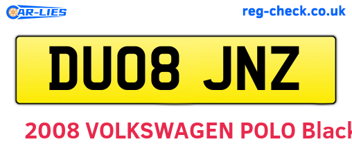 DU08JNZ are the vehicle registration plates.