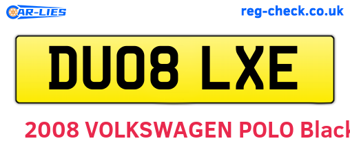 DU08LXE are the vehicle registration plates.