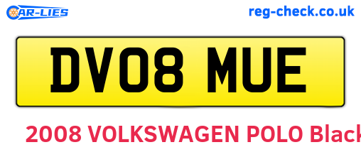 DV08MUE are the vehicle registration plates.