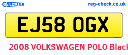 EJ58OGX are the vehicle registration plates.