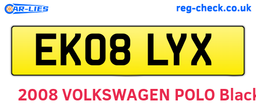 EK08LYX are the vehicle registration plates.