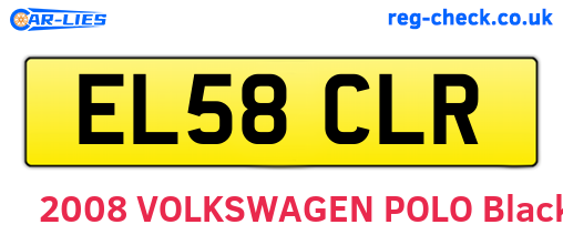 EL58CLR are the vehicle registration plates.