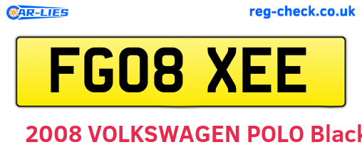 FG08XEE are the vehicle registration plates.