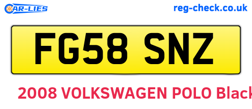 FG58SNZ are the vehicle registration plates.