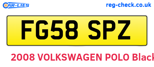 FG58SPZ are the vehicle registration plates.