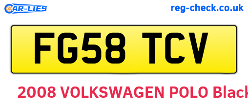 FG58TCV are the vehicle registration plates.